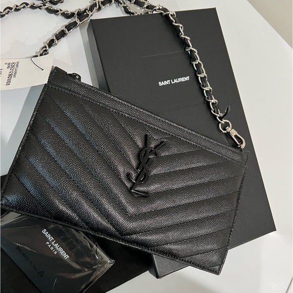 NWT YSL black on black clutch crossbody - Picture 1 of 13